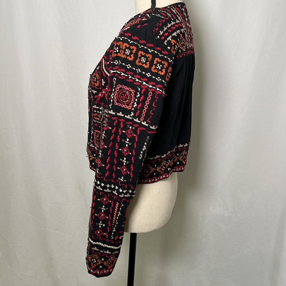 Ecote Aztec Beaded Boho Multicolor Patterned Blaz… - image 4